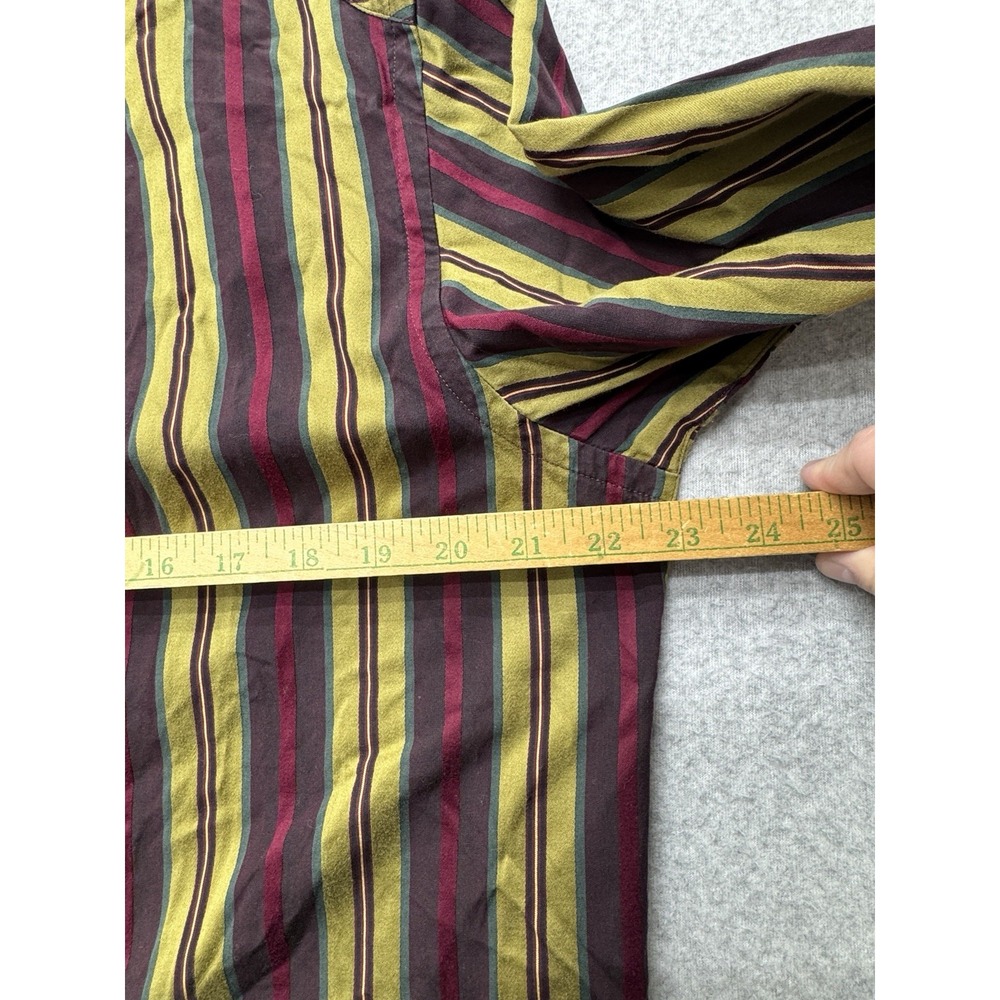 Robert Graham Shirt Mens Large Green Burgundy Striped Flip‎ Cuff Luxury Preppy - Picture 6 of 10